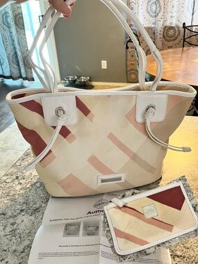 Burberry Canvas Tote with Pouch REHAB